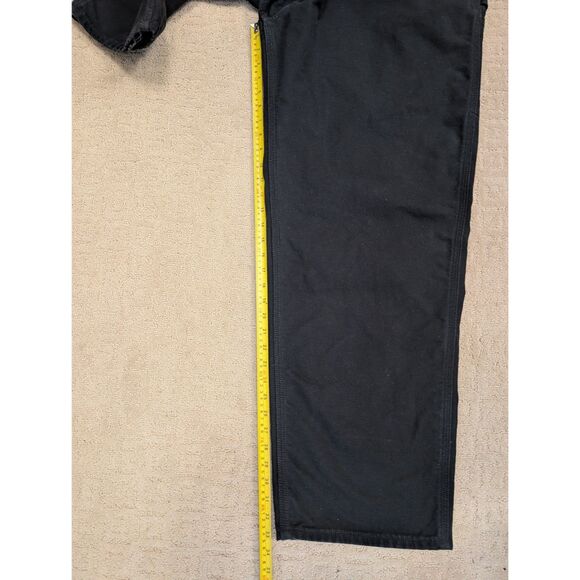 Carhartt Canvas Pants Men 46X32 B111 BLK Flannel Lined Loose Original Fit Work - Picture 7 of 10